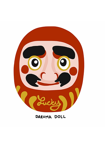 Daruma lucky charm cartoon