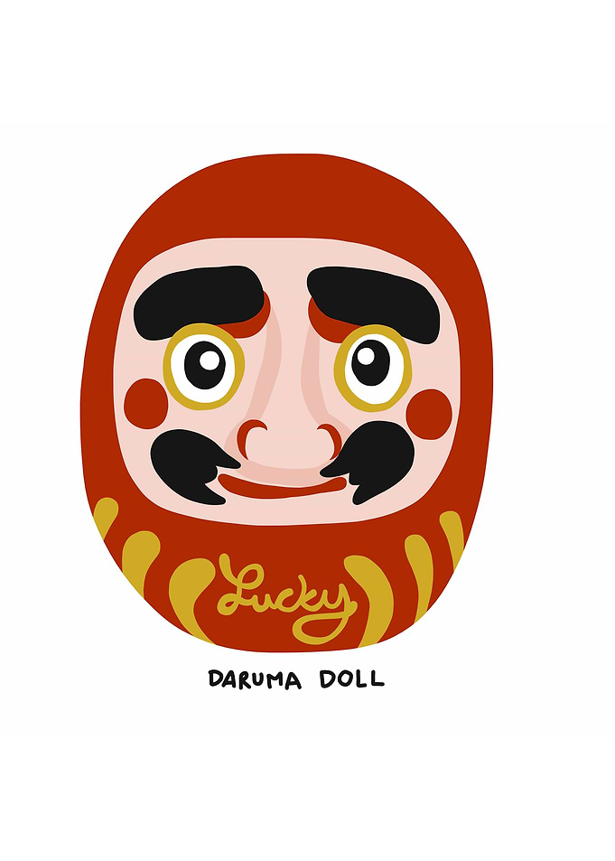 Daruma lucky charm cartoon