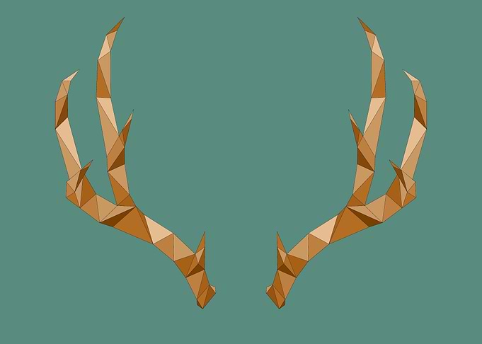 gold low poly antlers