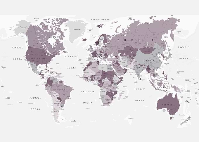 Map of the World in Purple