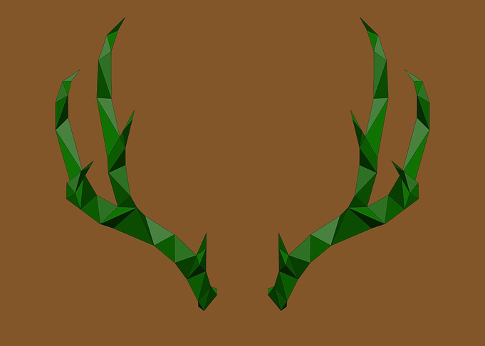 green low poly antlers