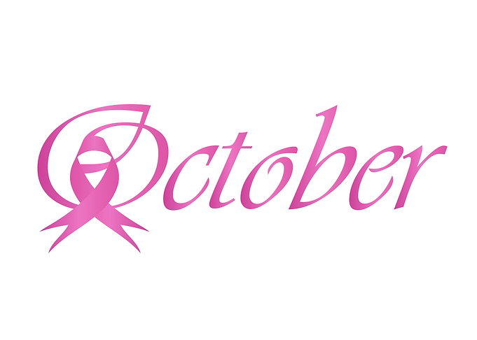 Word October with ribbon