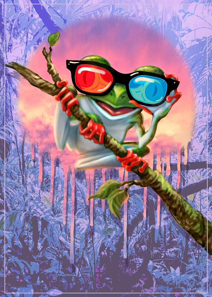 3D Glasses Frog