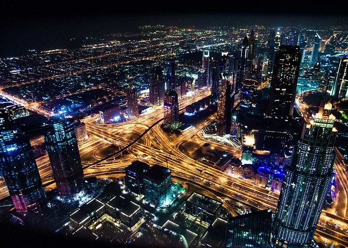 City Night Shot Top View