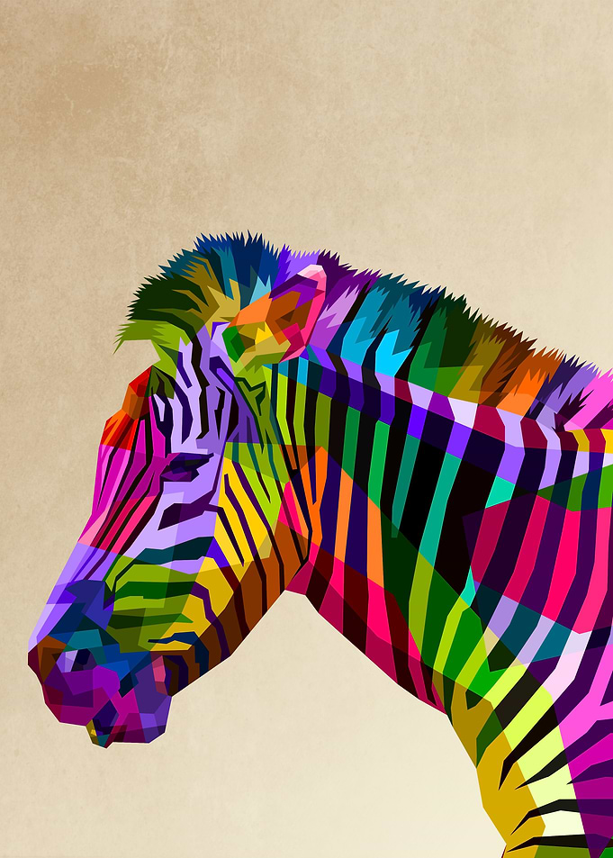 colorful zebra head