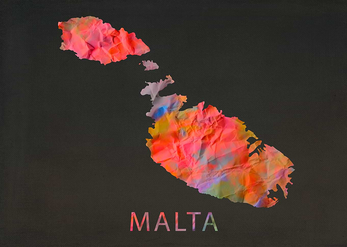 Malta Tie Dye Country Map