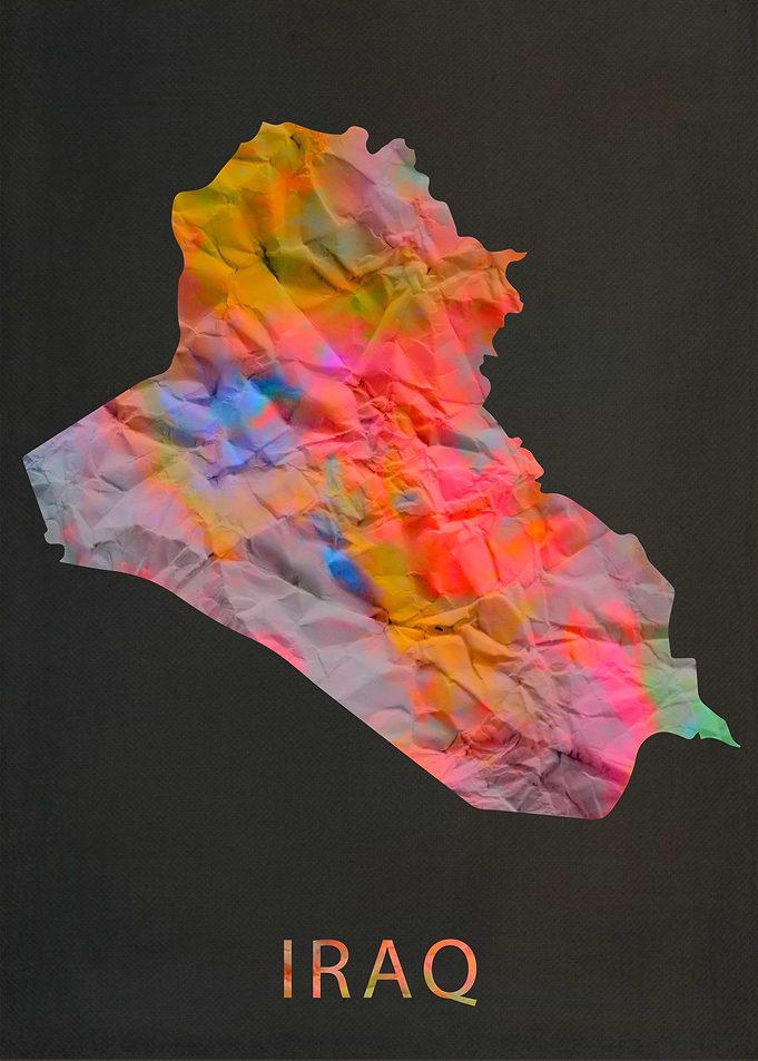 Iraq Tie Dye Country Map