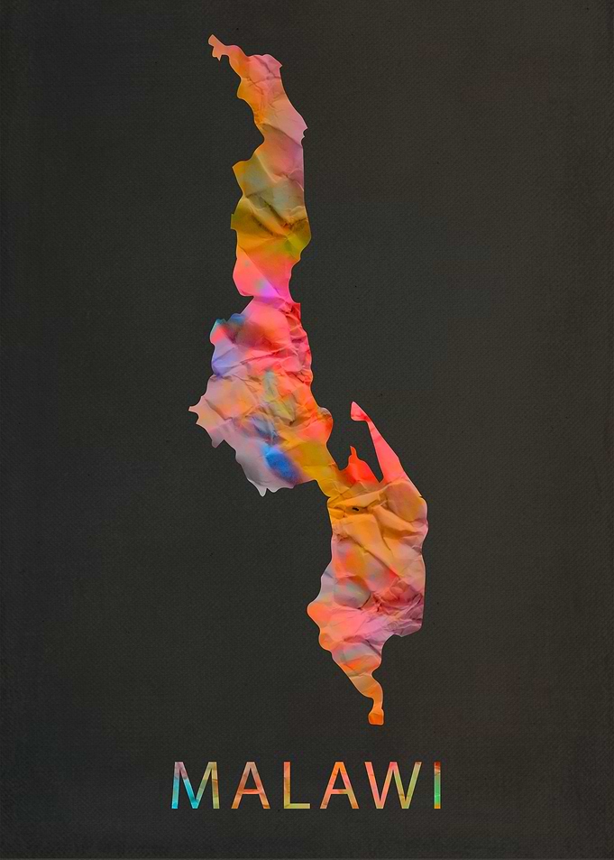 Malawi Tie Dye Country Map