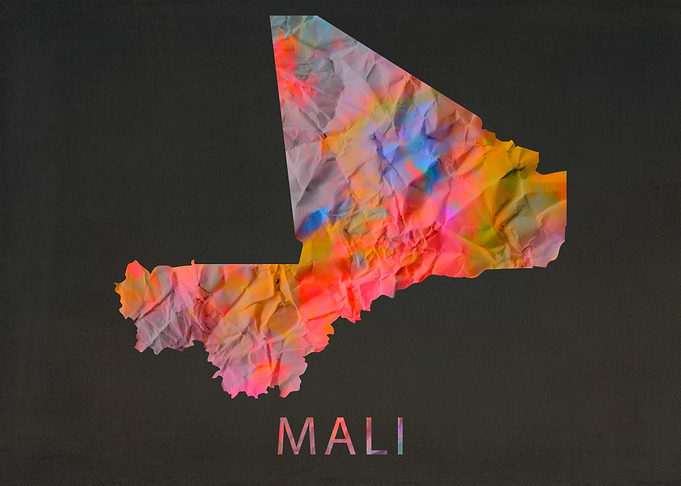 Mali Tie Dye Country Map