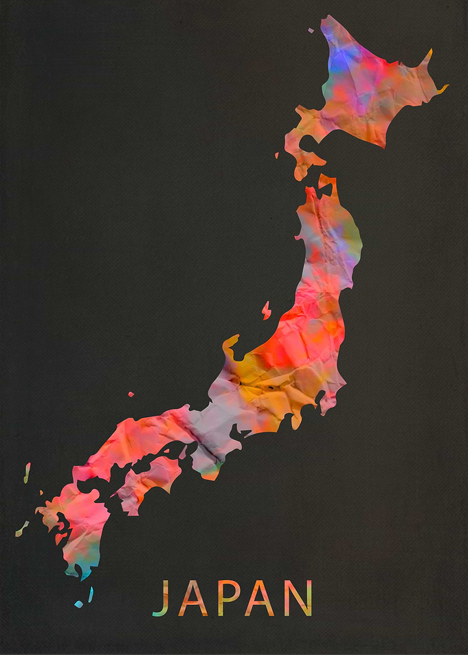 Japan Tie Dye Country Map