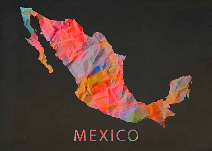Mexico Tie Dye Country Map