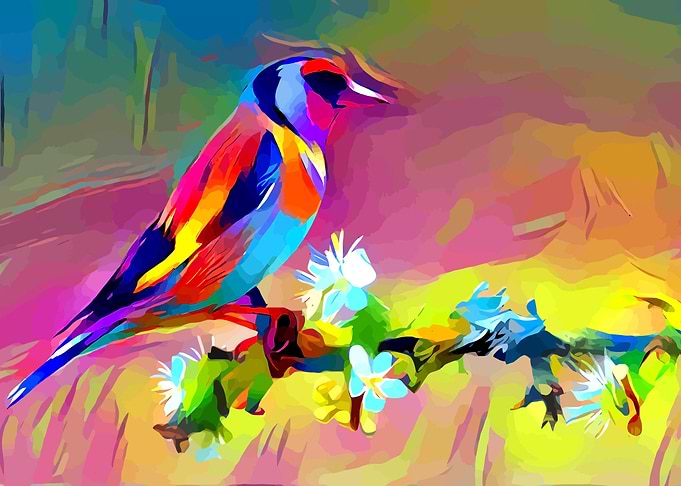 Bird with Flowers
