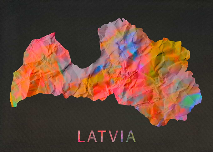 Latvia Tie Dye Country Map
