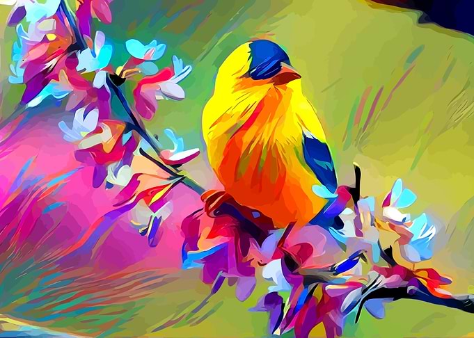 Bird with Flowers