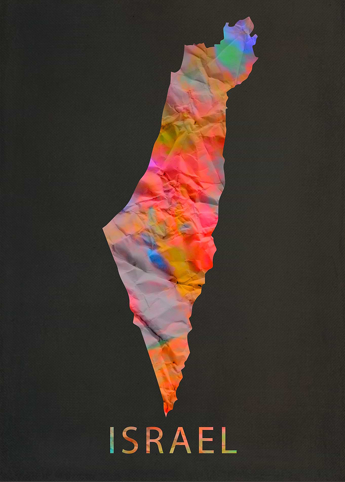 Israel Tie Dye Country Map