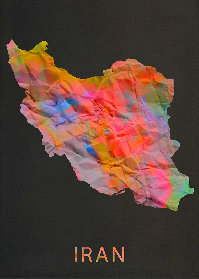 Iran Tie Dye Country Map