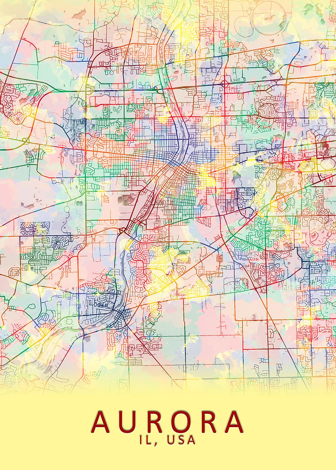 Aurora IL USA City Map