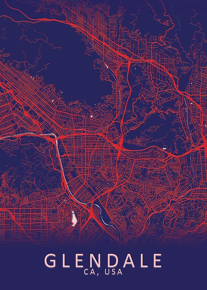 Glendale CA USA City Map
