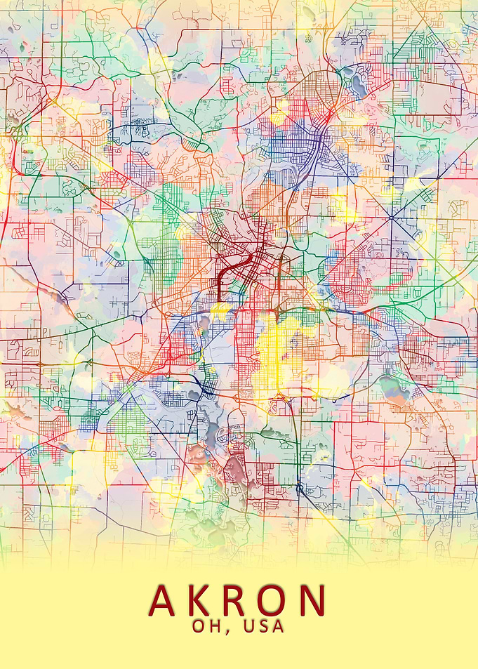 Akron OH USA City Map