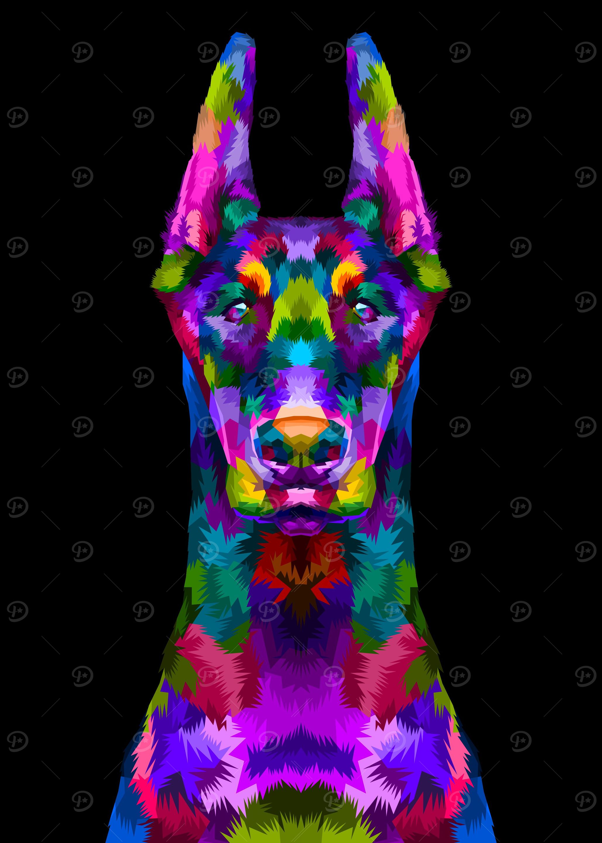 colorful doberman portrait