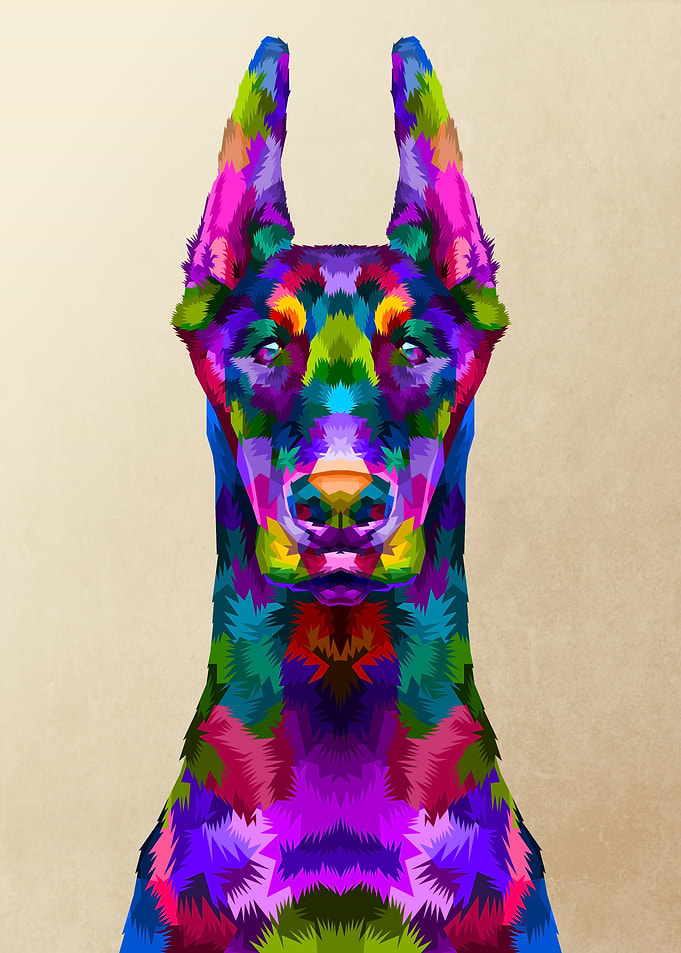colorful doberman