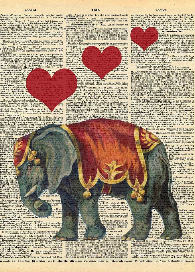 Elephant with Hearts on Di