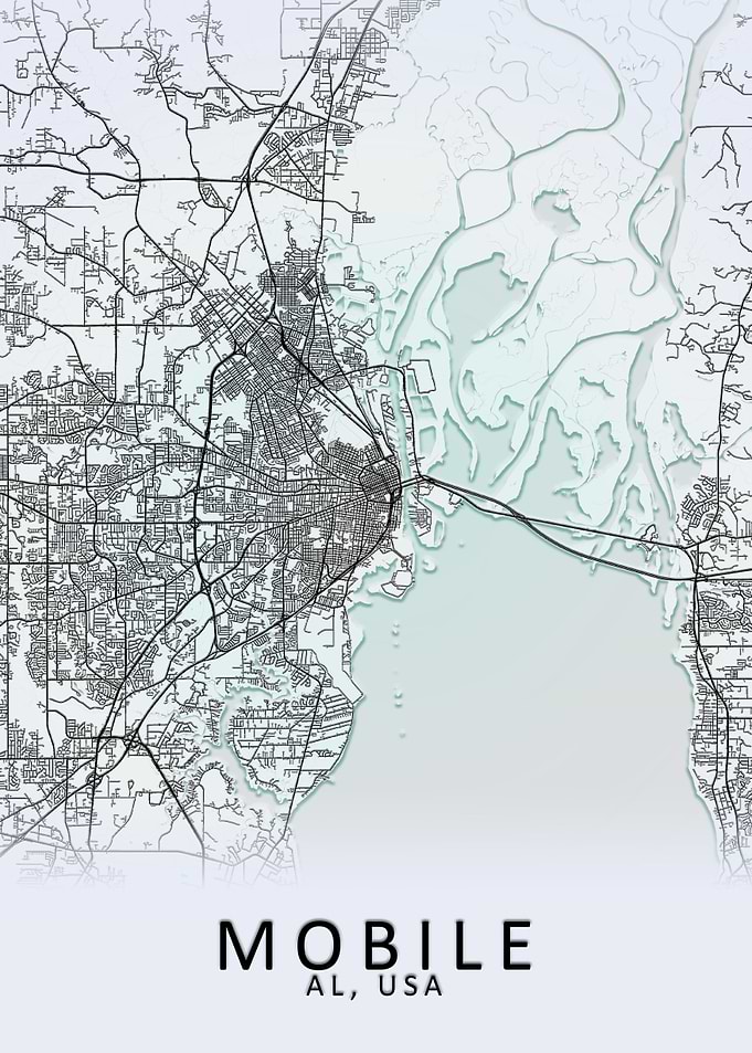 Mobile AL USA City Map