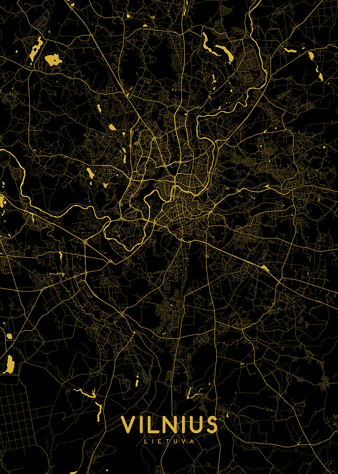 Vilnius map gold