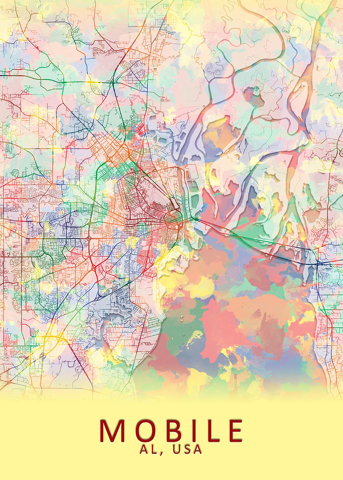 Mobile AL USA City Map