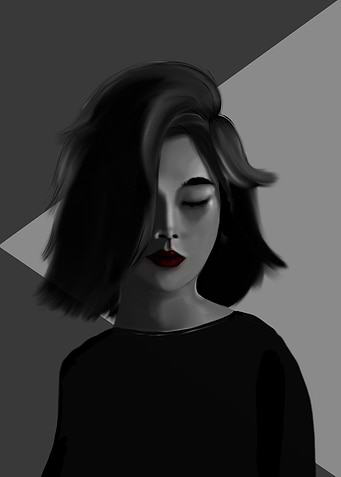 red lips black white woman