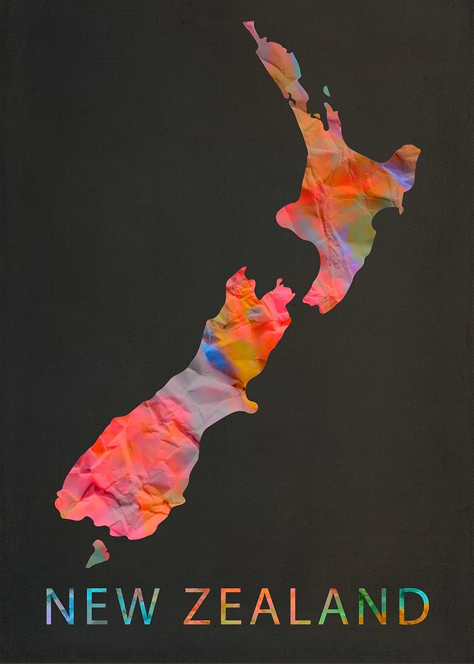 New Zealand Tie Dye Map