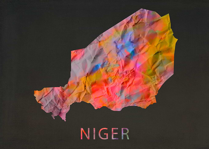 Niger Tie Dye Map Country