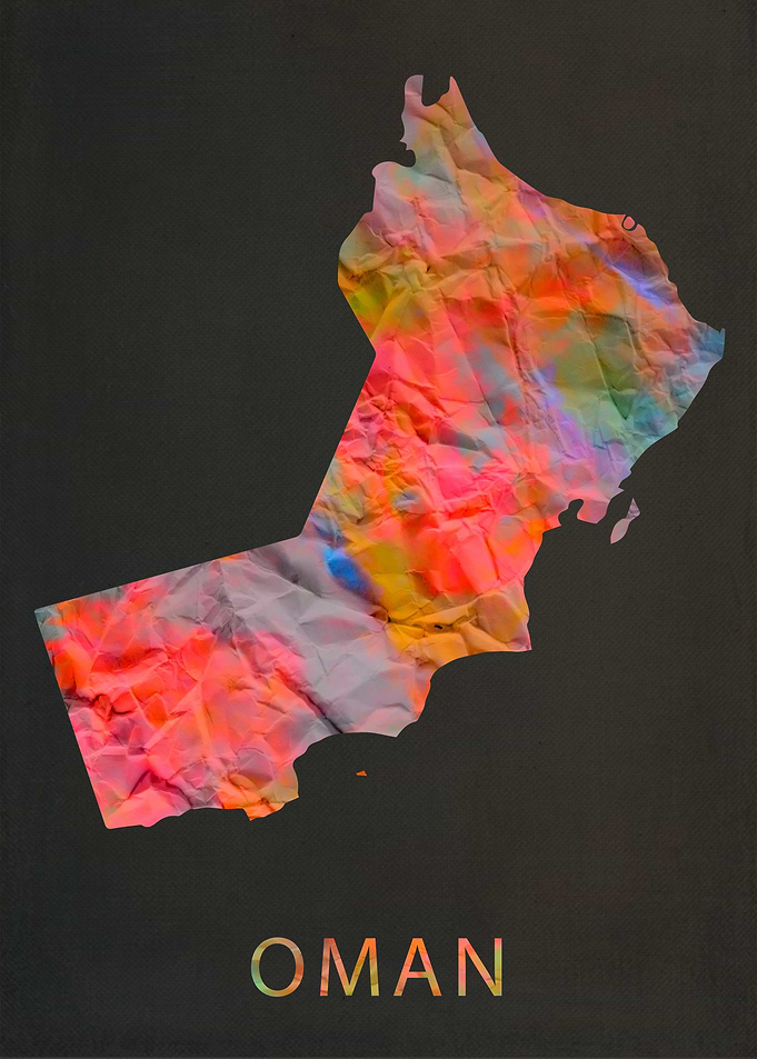 Oman Tie Dye Map Country