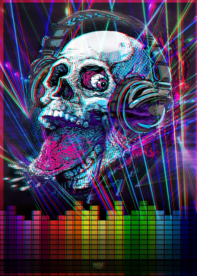 Rad Raspberry Music Skull