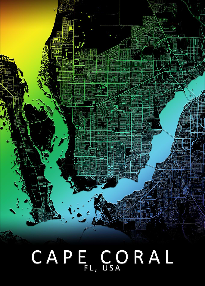 Cape Coral FL USA City Map