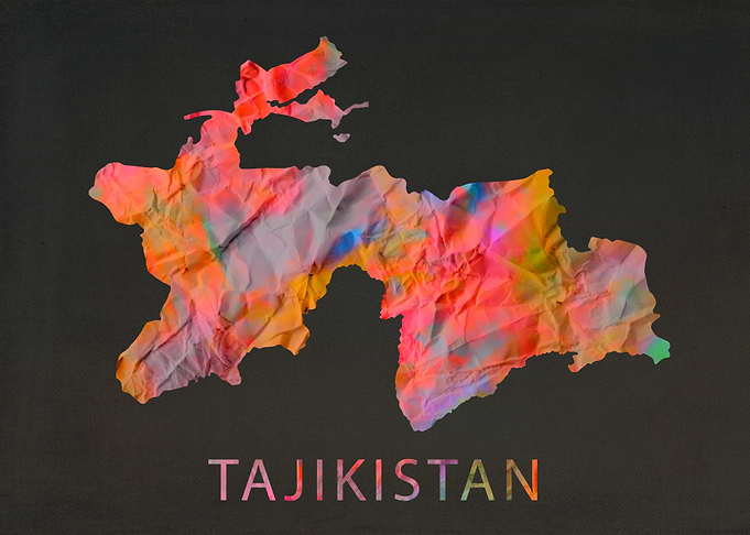 Tajikistan Tie Dye Map