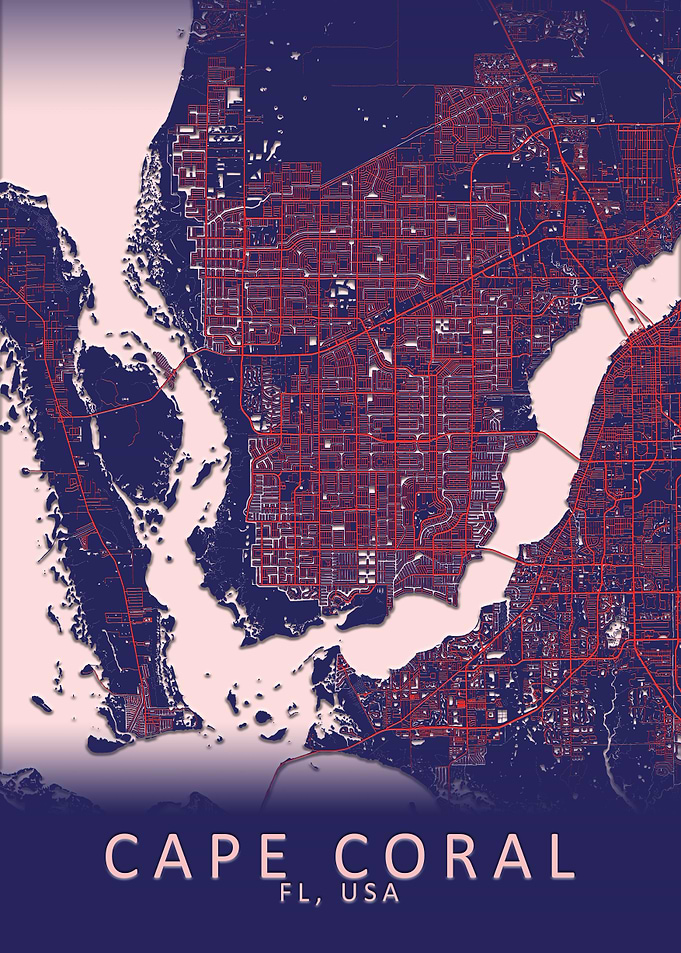Cape Coral FL USA City Map