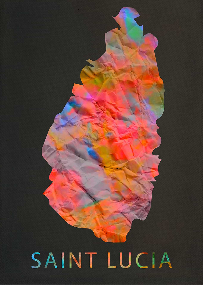 Saint Lucia Tie Dye Map