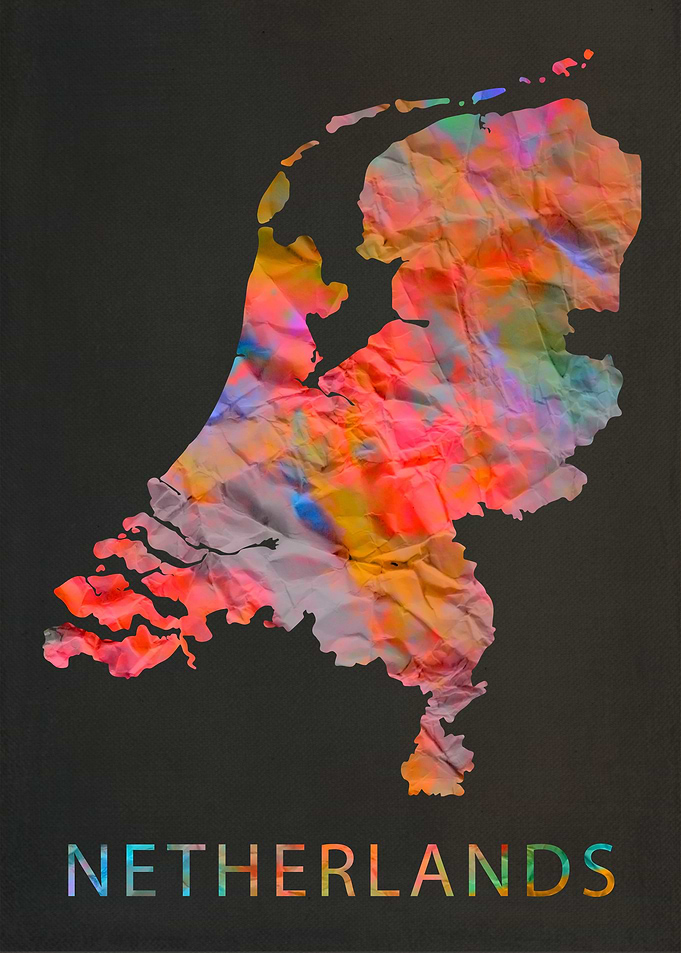 Netherlands Tie Dye Map