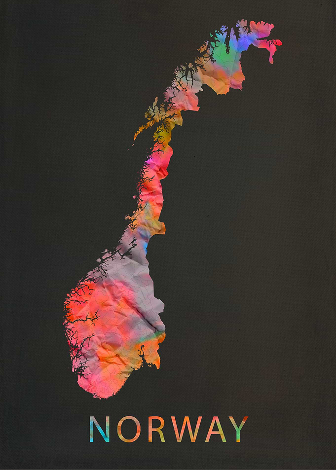 Norway Tie Dye Map Country