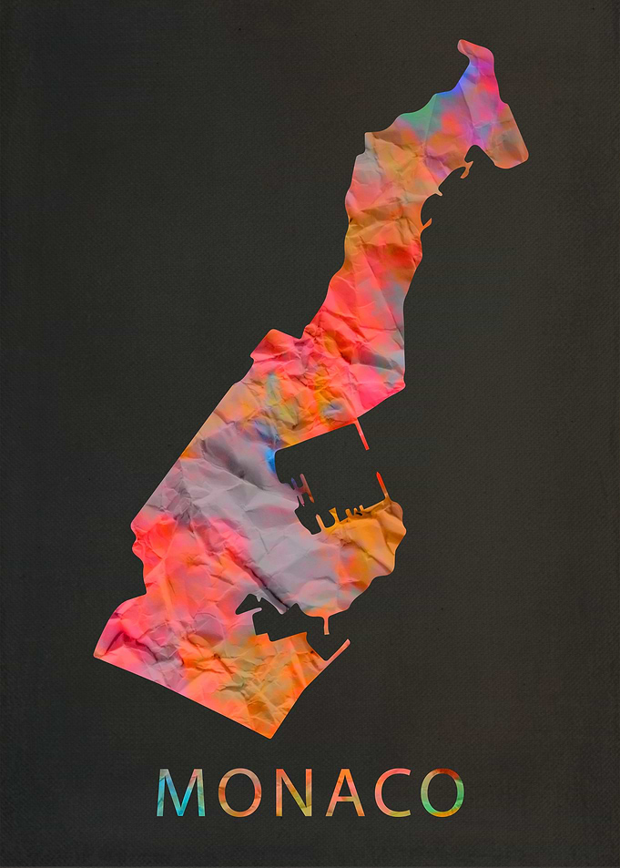 Monaco Tie Dye Map Country