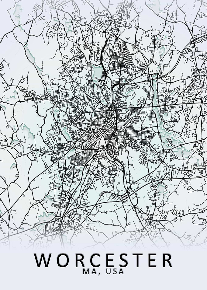 Worcester MA USA City Map