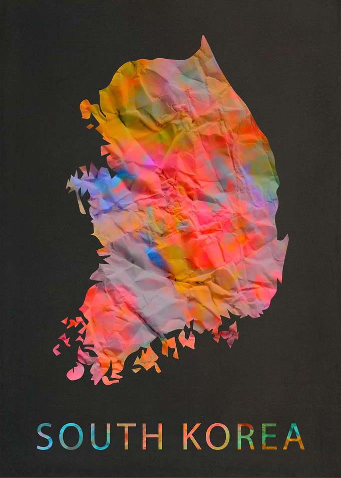 South Korea Tie Dye Map