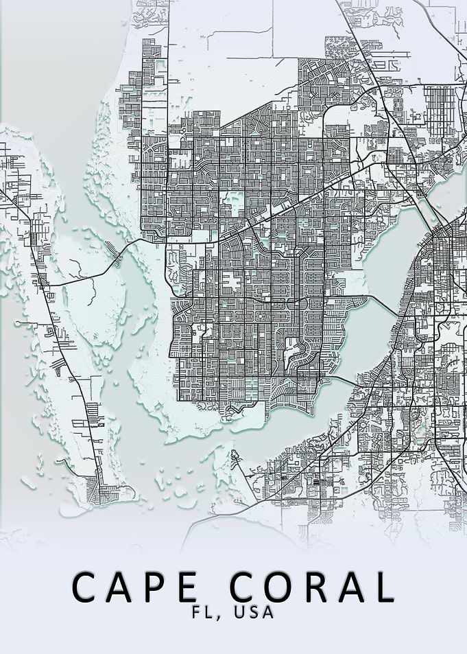 Cape Coral FL USA City Map