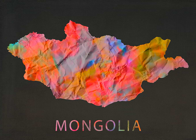 Mongolia Tie Dye Map