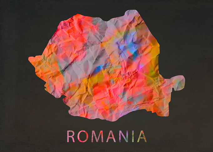 Romania Tie Dye Map