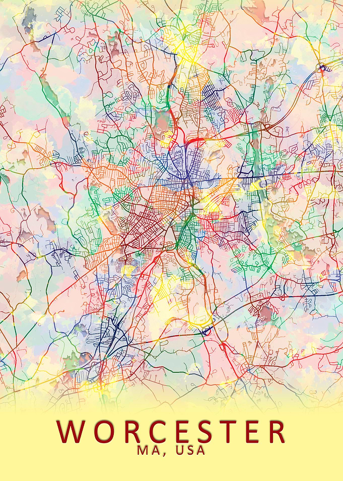 Worcester MA USA City Map