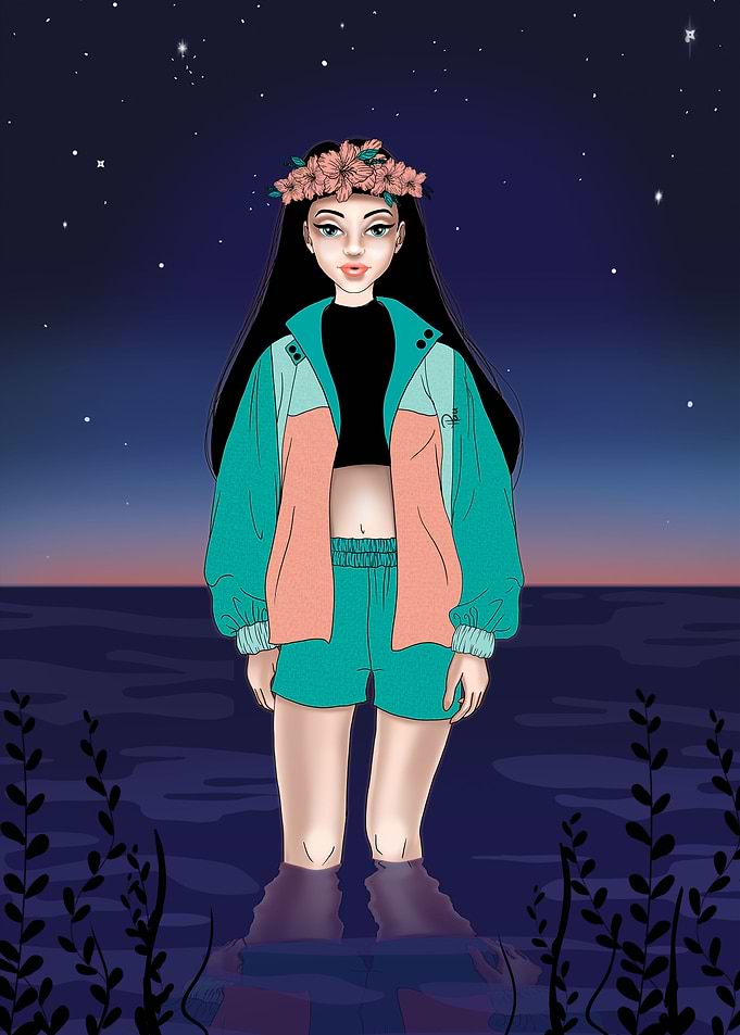 Floating in space