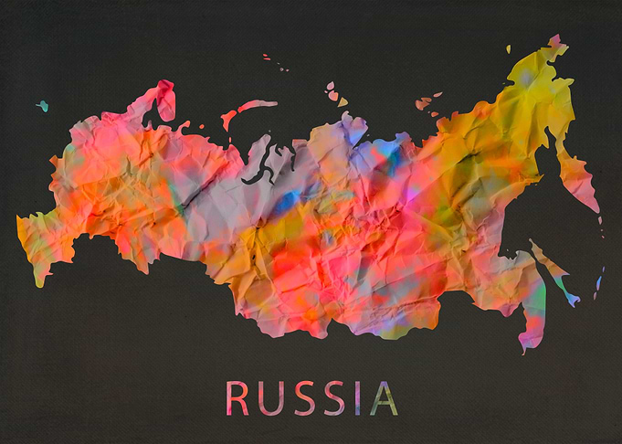 Russia Tie Dye Map Country
