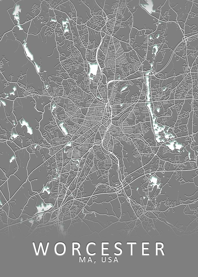 Worcester MA USA City Map